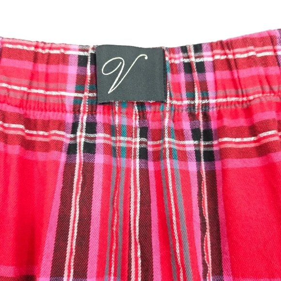 Victorias Secret Pajama Jogger Sleep Pants Red Plaid Flannel Stretch Waist - Picture 3 of 8